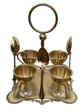 VINTAGE EPNS Edwardian Art Deco silver-plated egg cruet set